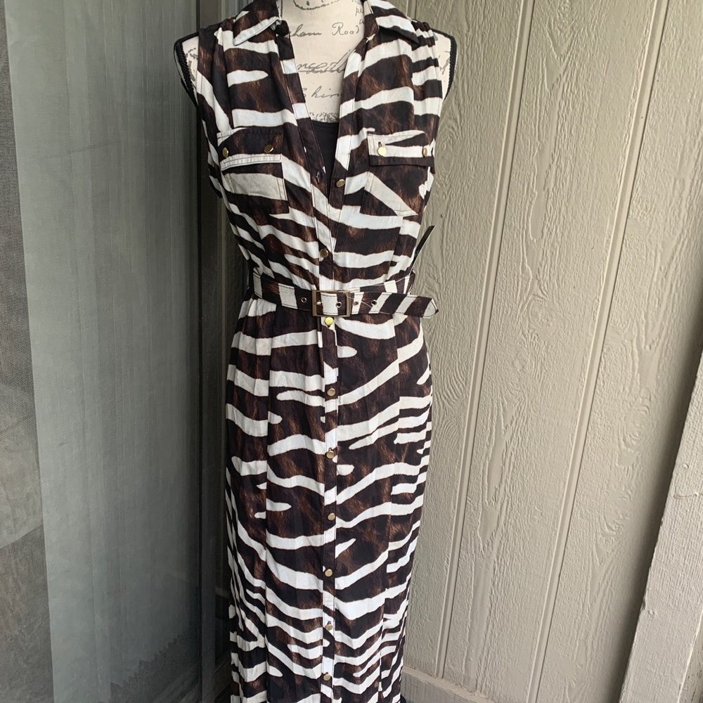 New! Animal print belted Maxi dress